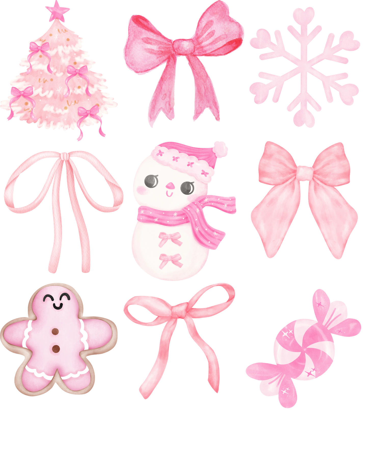 Pink Snowman and Bows